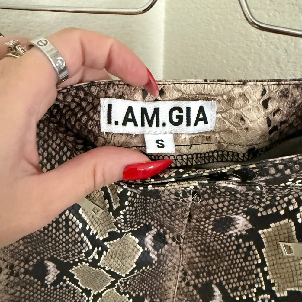 I.AM.GIA Y2K Reptile snake skin jagger mini skirt vegan leather zippers size S